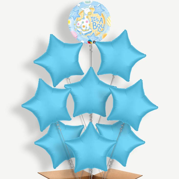 Giraffe Baby Boy Balloon Bundle Inflated with Helium | Party Save Smile