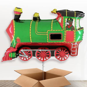 Giant Green Train Helium Balloon in a Box