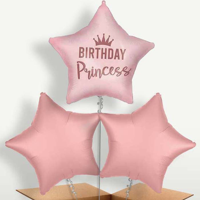 Pink Birthday Princess Balloon Bunch inflated with Helium | Party Save Smile