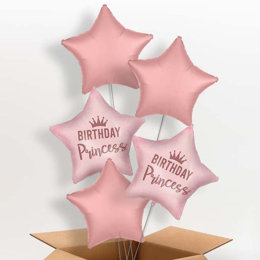 Pink Birthday Princess Helium Balloon in a Box - 5 Balloons | Party Save Smile