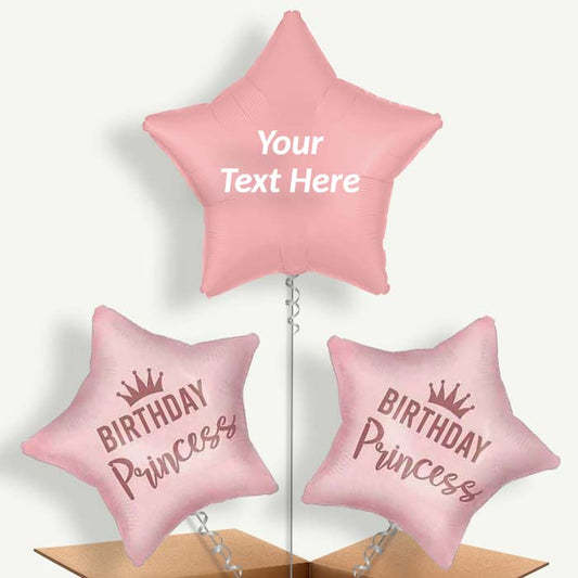 Personalisable Pink Birthday Princess Helium Balloons | Party Save Smile