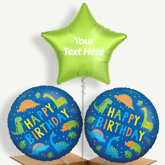 Personalisable Colourful Happy Birthday Dinosaur Helium Balloons | Party Save Smile