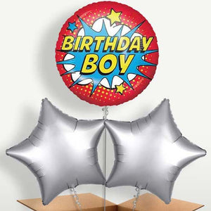 Superhero Inspired Birthday Boy Helium Bunch of Balloons (Trio)