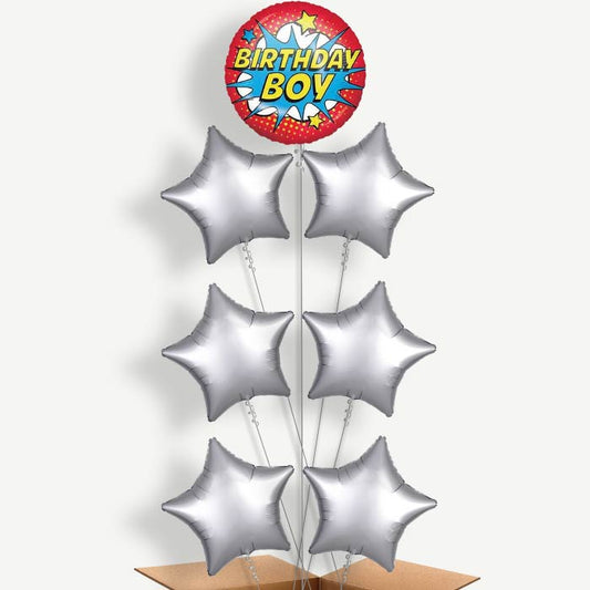 Superhero Inspired Birthday Boy Helium Balloon Arrangement | Party Save Smile