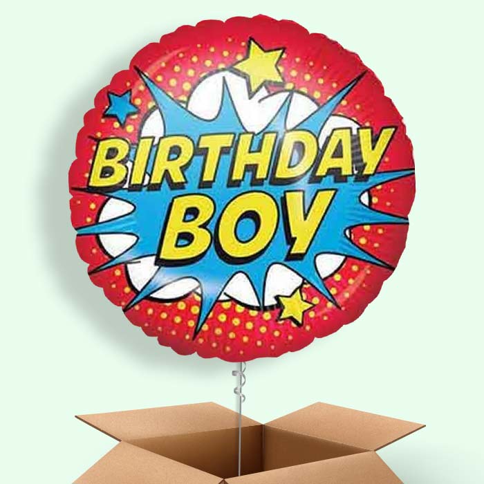 Superhero Inspired Birthday Boy Helium Balloon in a Box - 1 Balloon | Party Save Smile