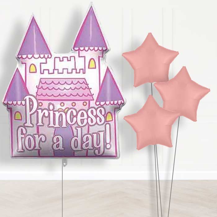 Princess Castle Balloon Bouquet Delivery (Princess for a Day) - 1 x Giant Balloon with Plain Bouquet | Party Save Smile