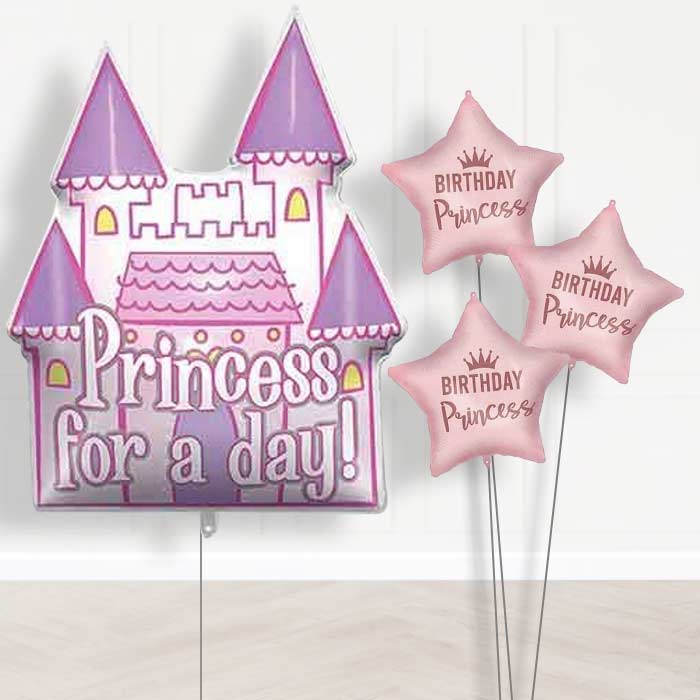 Princess Castle Balloon Bouquet Delivery (Princess for a Day) - 1 x Giant Balloon with Themed Bouquet | Party Save Smile