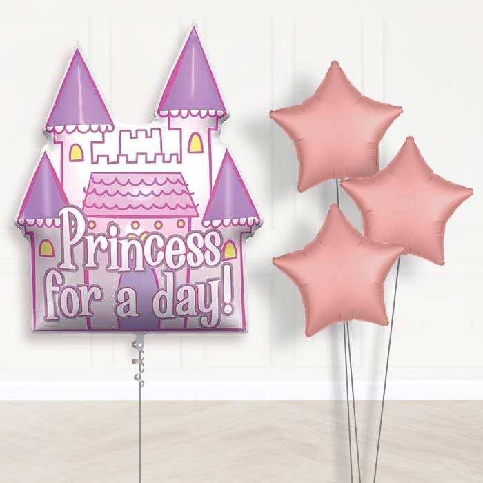 Princess Castle Balloon Bouquet Delivery (Princess for a Day) - 1 x Giant Balloon with Plain Bouquet | Party Save Smile
