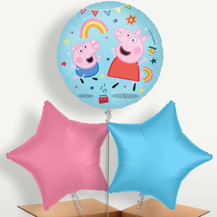 Peppa Pig Messy Play Balloon Bunch inflated with Helium | Party Save Smile