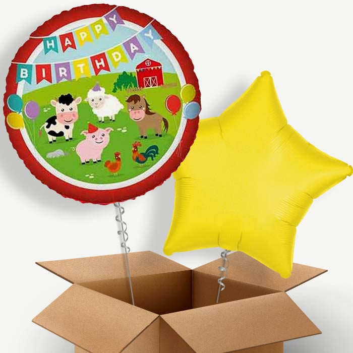 Farm Animal (Happy Birthday) Helium Balloon Duo | Party Save Smile