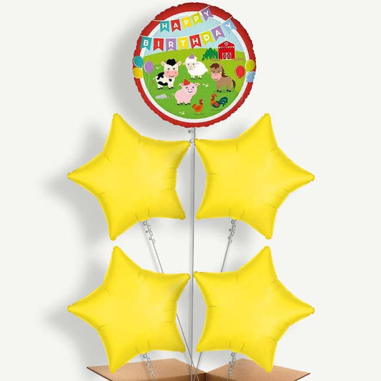 Farm Animal Happy Birthday Helium Cluster Balloons | Party Save Smile