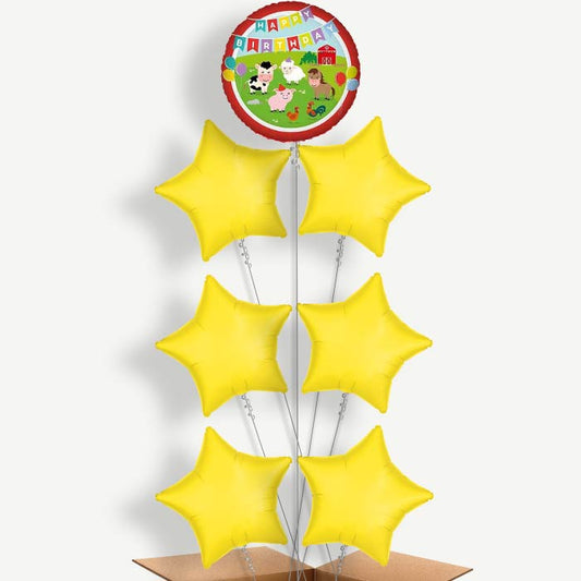 Farm Animal Happy Birthday Helium Balloon Arrangement | Party Save Smile