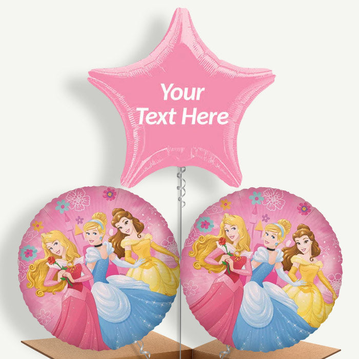 Personalised Disney Princess Helium Balloons in a Box - Balloon Trio | Party Save Smile