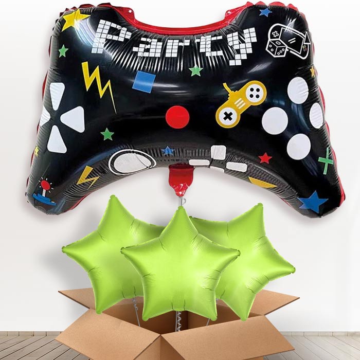 Game Controller Shaped Party Helium Balloon in a Box - with 3 Plain Balloons | Party Save Smile