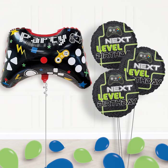 Game Controller Shaped Party Balloon Bouquet Delivery - 1 x Giant Balloon with Themed Bouquet and Latex | Party Save Smile
