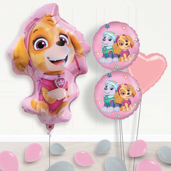 Giant Skye Shaped Balloon Bouquet Delivery-Giant Balloon + 2 Themed Balloons + 1 Plain Balloon + Mini Balloons 