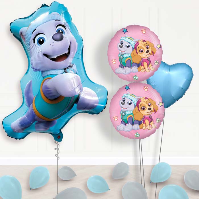 Giant Everest Paw Patrol Balloon Bouquet Delivery-Giant Balloon + 2 Themed Balloons + 1 Plain Balloon + Mini Balloons 