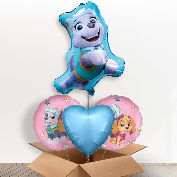Giant Everest Paw Patrol Helium Balloon in a Box-1 x Giant Balloon and 2 Themed Balloons and 1 Plain Balloon 