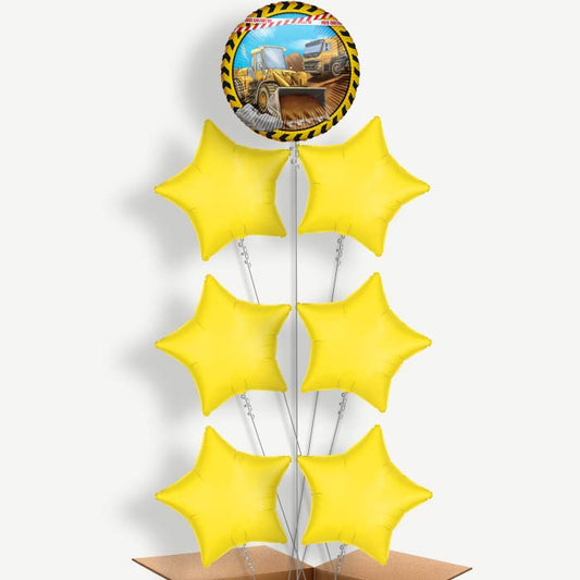 Yellow Construction Digger Helium Balloon Arrangement | Party Save Smile