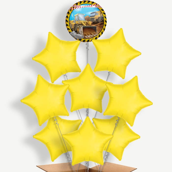 Yellow Construction Digger Helium Balloon Bundle | Party Save Smile