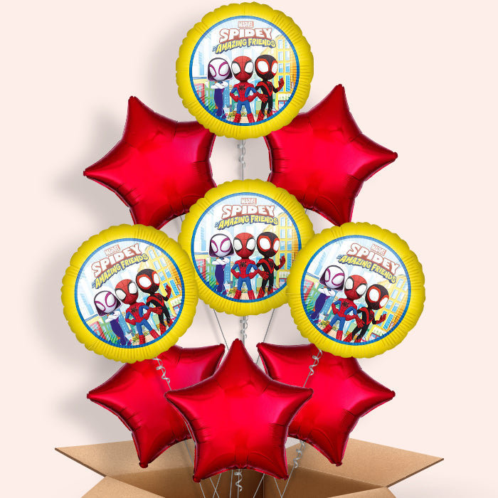 Spidey & His Amazing Friends Inflated Balloon in a Box - 9 Balloons | Party Save Smile