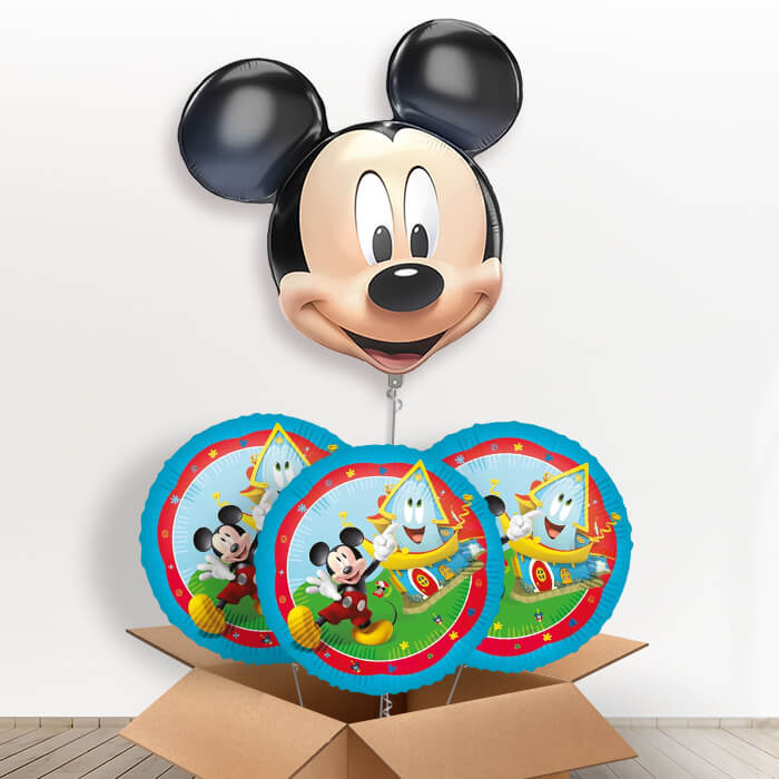 Mickey Mouse Head Giant Helium Balloon in a Box | Giant Balloon + 3 Themed Balloons | Party Save Smile