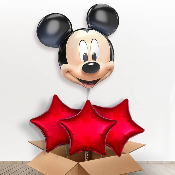 Mickey Mouse Head Giant Helium Balloon in a Box | Giant Balloon + 3 Plain Balloons | Party Save Smile