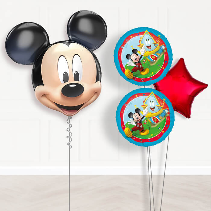 Mickey Mouse Head Balloon Bouquet Delivery | Giant Balloon + 2 Themed Balloons + 1 Plain Balloon | Party Save Smile