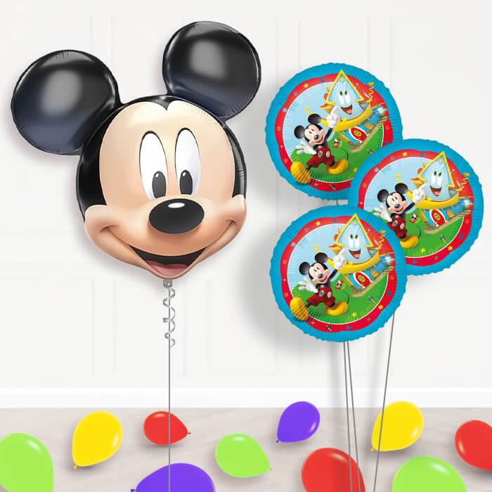 Mickey Mouse Head Balloon Bouquet Delivery | Giant Balloon + 3 Themed Balloons + Mini Balloons | Party Save Smile