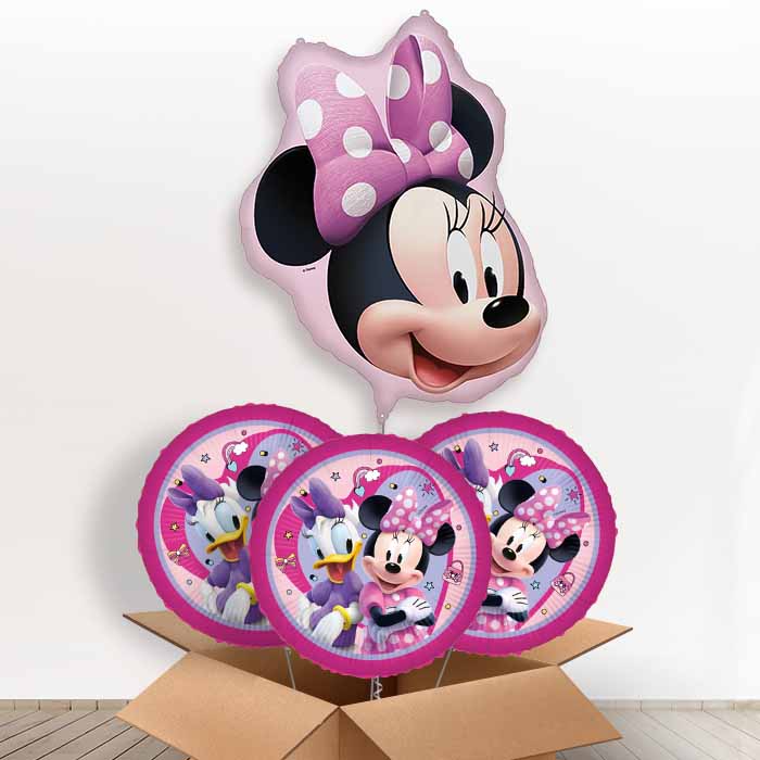 Minnie Mouse Head Giant Helium Balloon in a Box | Giant Balloon + 3 Themed Balloons | Party Save Smile
