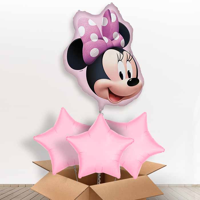 Minnie Mouse Head Giant Helium Balloon in a Box | Giant Balloon + 3 Plain Balloons | Party Save Smile