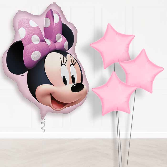 Minnie Mouse Head Balloon Bouquet Delivery | Giant Balloon + 3 Plain Balloons | Party Save Smile