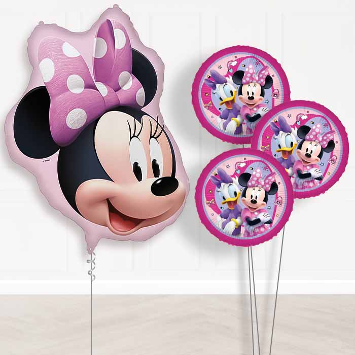 Minnie Mouse Head Balloon Bouquet Delivery | Giant Balloon + 3 Themed Balloons | Party Save Smile