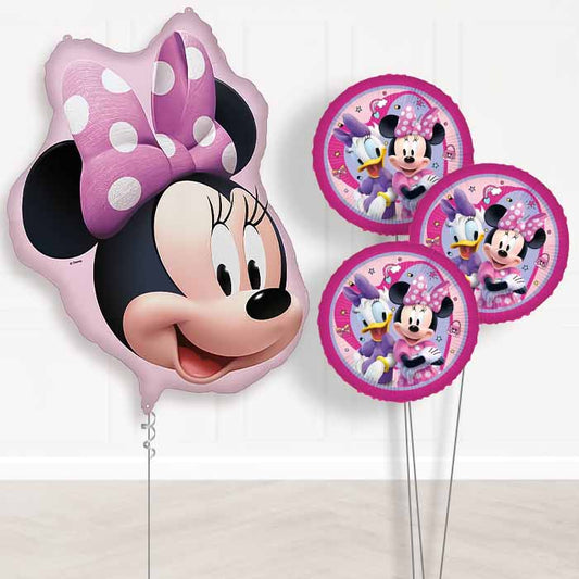 Minnie Mouse Head Balloon Bouquet Delivery | Giant Balloon + 3 Themed Balloons | Party Save Smile