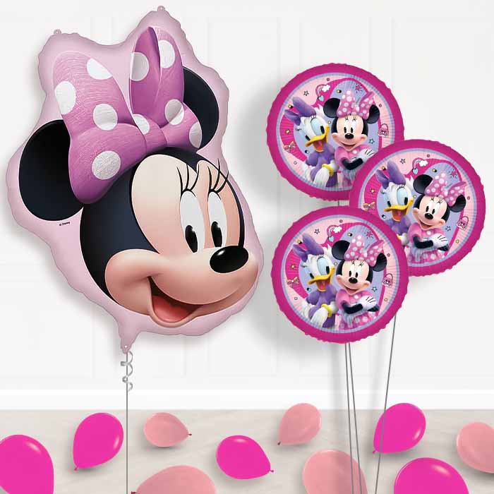 Minnie Mouse Head Balloon Bouquet Delivery | Giant Balloon + 3 Themed Balloons + Mini Balloons | Party Save Smile