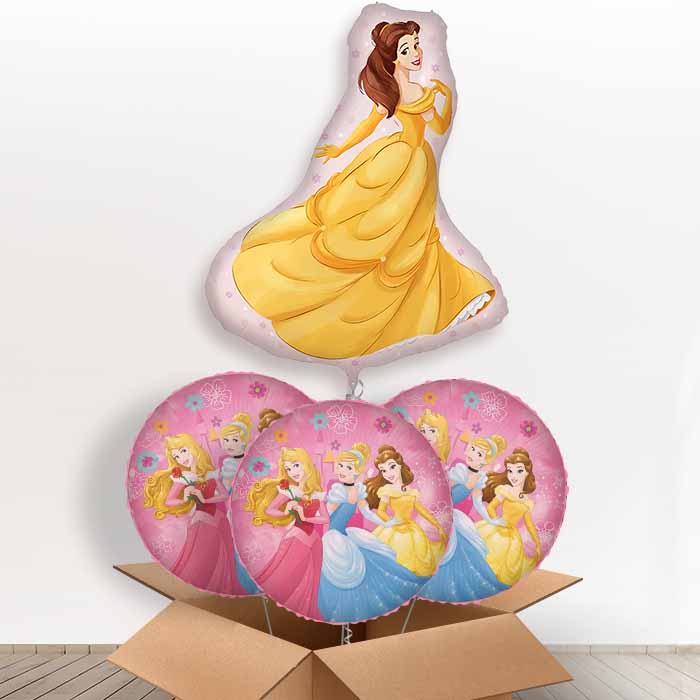 Princess Belle Giant Helium Balloon in a Box | Giant Balloon + 3 Themed Balloons | Party Save Smile