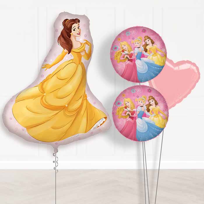Princess Belle Balloon Bouquet Delivery | Giant Balloon + 2 Themed Balloons + 1 Plain Balloon | Party Save Smile