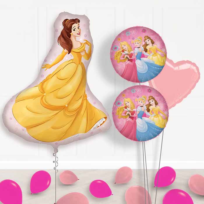 Princess Belle Balloon Bouquet Delivery | Giant Balloon + 2 Themed Balloons + 1 Plain Balloon + Mini Balloons