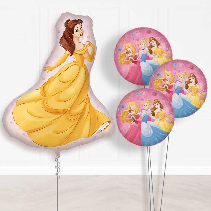 Princess Belle Balloon Bouquet Delivery | Giant Balloon + 3 Themed Balloons | Party Save Smile