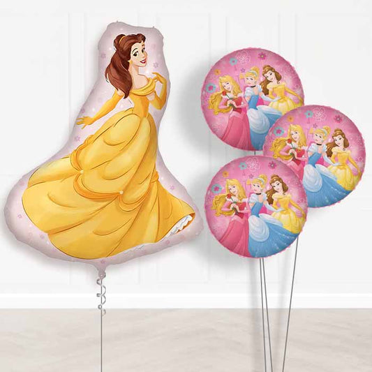 Princess Belle Balloon Bouquet Delivery | Giant Balloon + 3 Themed Balloons | Party Save Smile