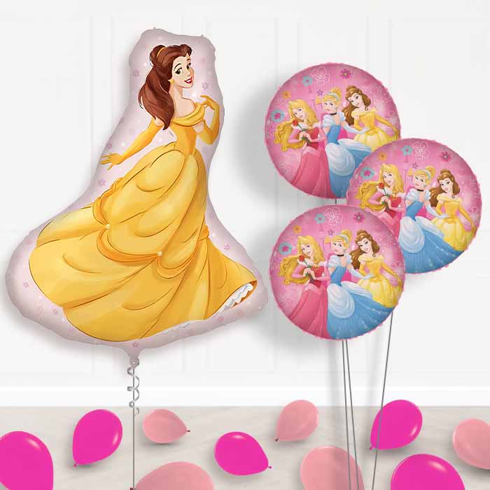 Princess Belle Balloon Bouquet Delivery | Giant Balloon + 3 Themed Balloons + Mini Balloons | Party Save Smile