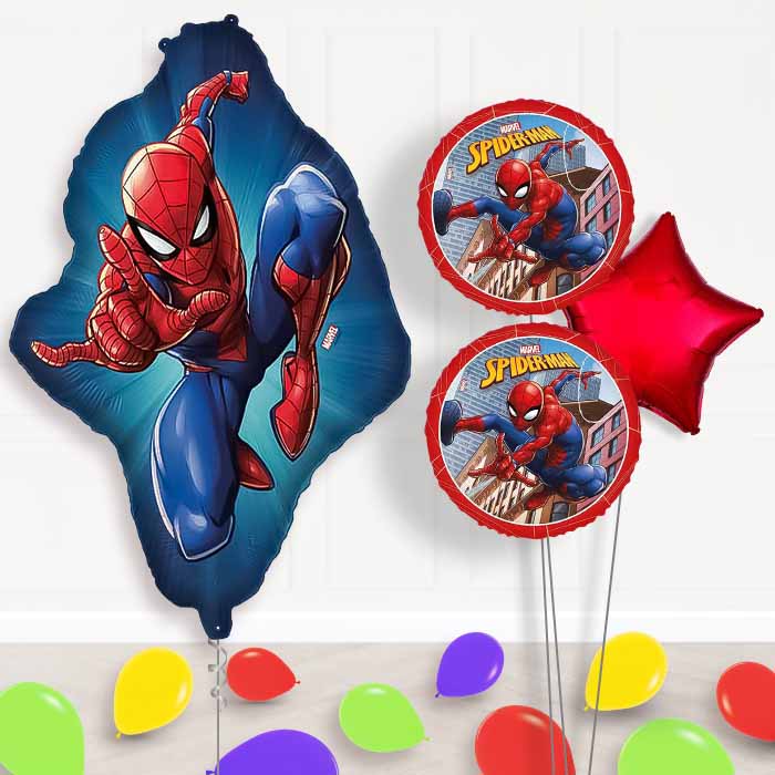 Ultimate Spiderman Balloon Bouquet Delivery | Giant Balloon + 2 Themed Balloons + 1 Plain Balloon + Mini Balloons