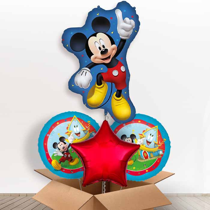 Mickey Mouse Jumping Giant Helium Balloon in a Box | Giant Balloon + 2 Themed Balloons + 1 Plain Balloon | Party Save Smile