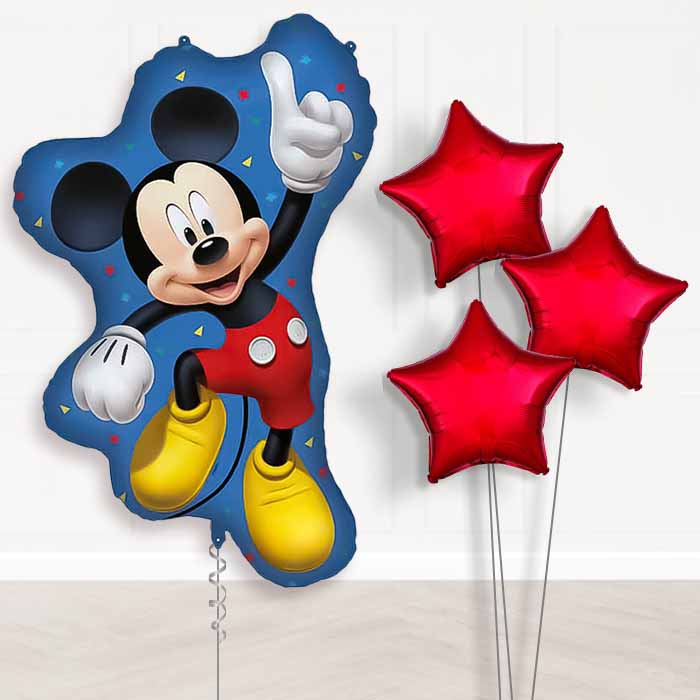 Mickey Mouse Jumping Balloon Bouquet Delivery | Giant Balloon + 3 Plain Balloons | Party Save Smile