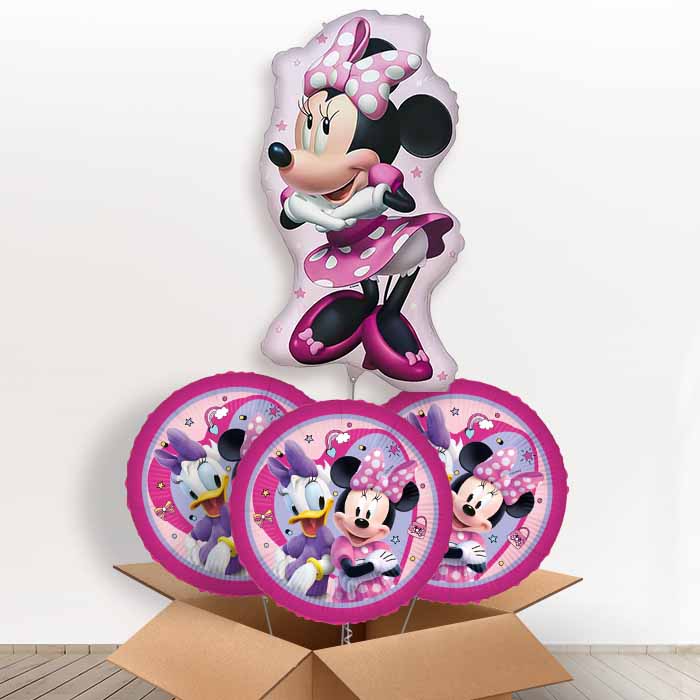 Minnie Mouse Giant Helium Balloon in a Box | Giant Balloon + 3 Themed Balloons | Party Save Smile