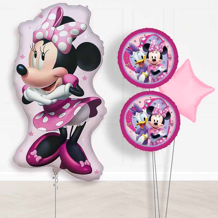 Minnie Mouse Balloon Bouquet Delivery | Giant Balloon + 2 Themed Balloons + 1 Plain Balloon | Party Save Smile
