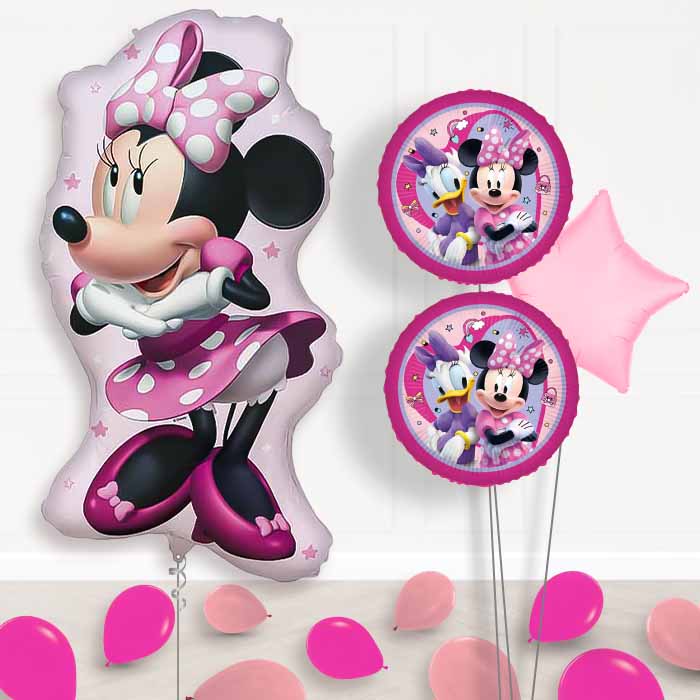 Minnie Mouse Balloon Bouquet Delivery | Giant Balloon + 2 Themed Balloons + 1 Plain Balloon + Mini Balloons