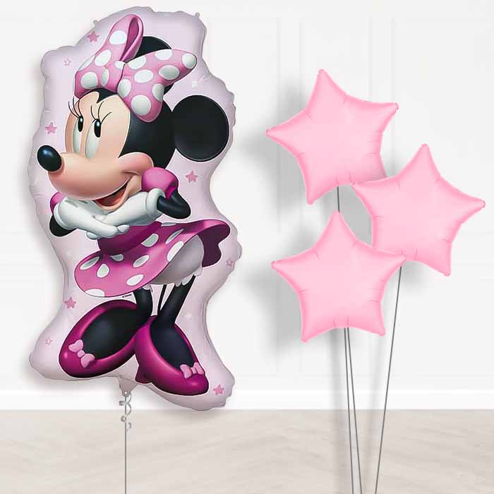 Minnie Mouse Balloon Bouquet Delivery | Giant Balloon + 3 Plain Balloons | Party Save Smile