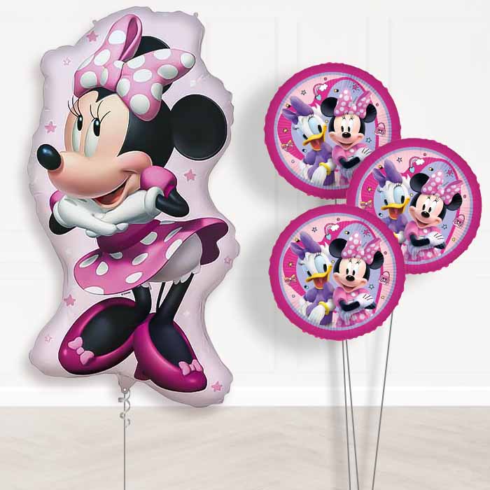 Minnie Mouse Balloon Bouquet Delivery | Giant Balloon + 3 Themed Balloons | Party Save Smile
