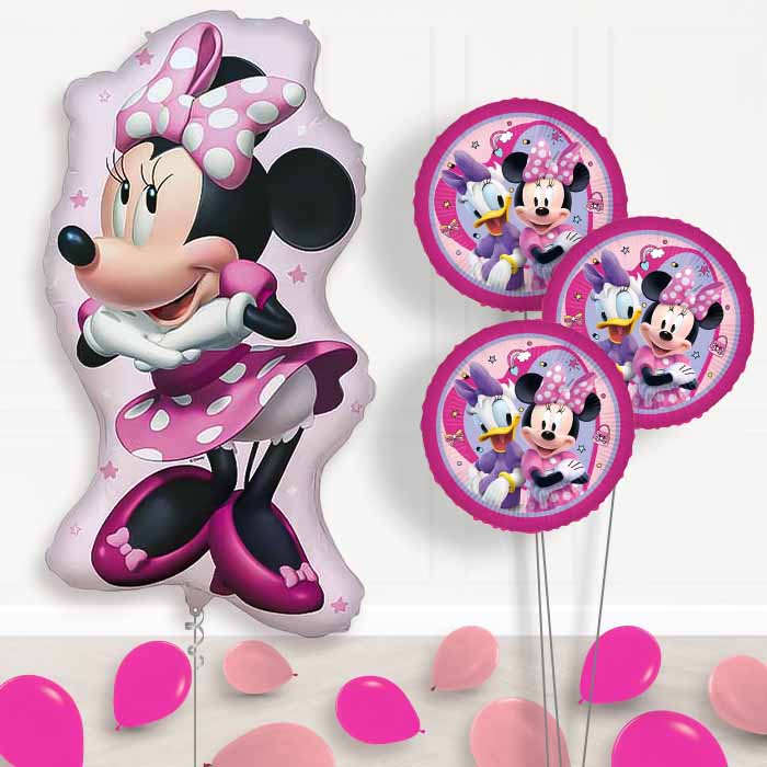 Minnie Mouse Balloon Bouquet Delivery | Giant Balloon + 3 Themed Balloons + Mini Balloons | Party Save Smile